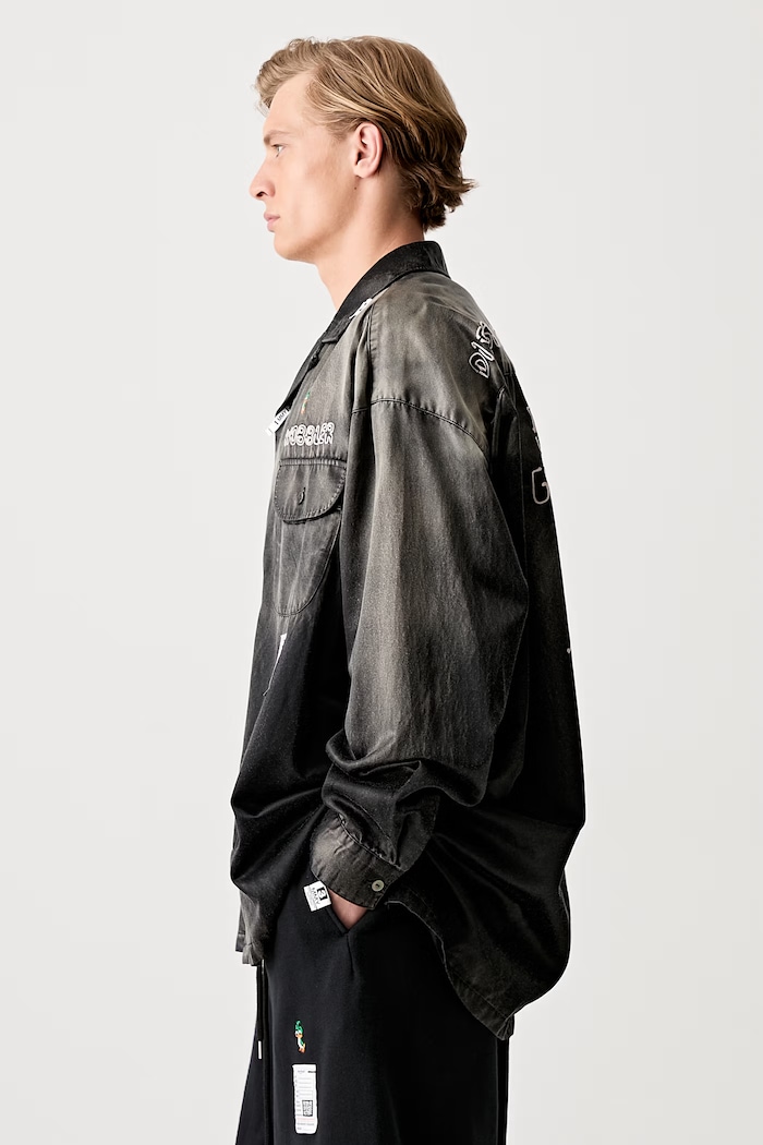 Maison MIHARA YASUHIRO сорочка джинсова чоловіча J13SH183 чорний AW24