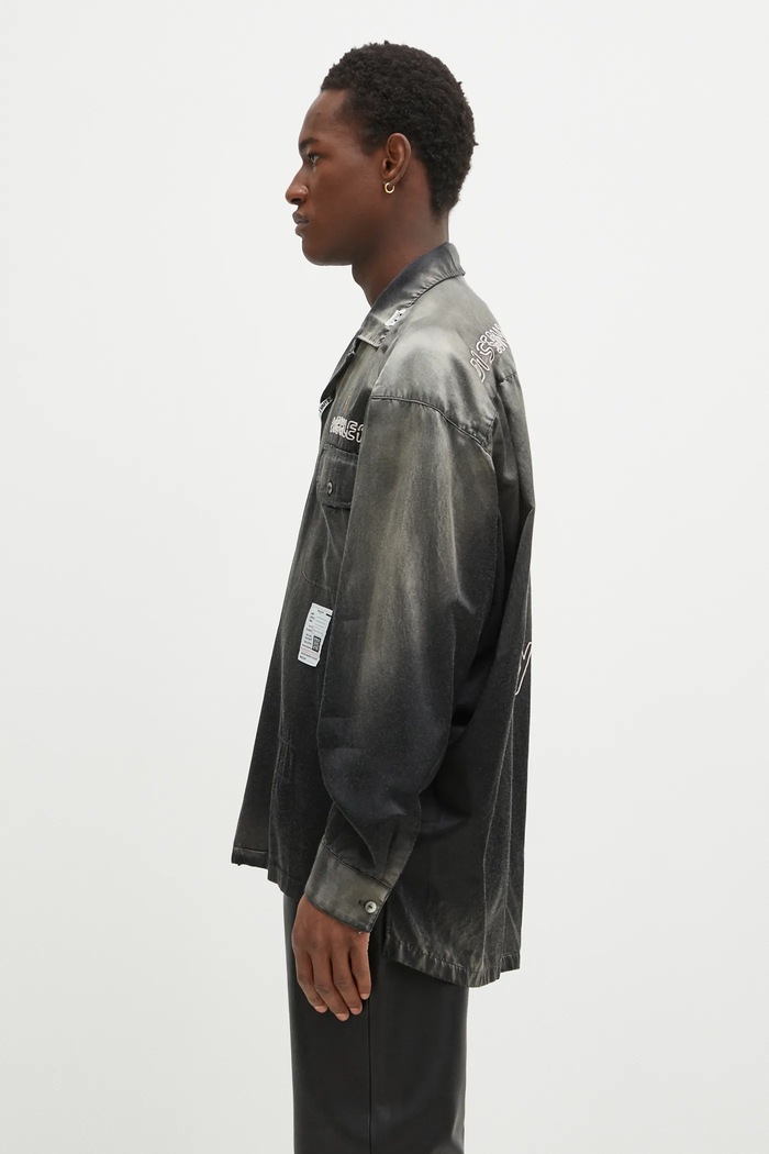 Košulja Maison MIHARA YASUHIRO Bleached Longsleeve Satin Shirts J13SH183 crna AW24