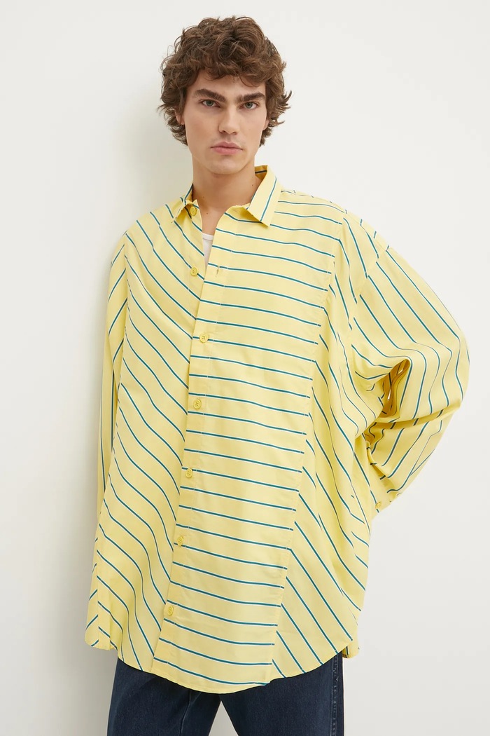 Памучна риза Sunnei RTWXSHR012 жълт AW24