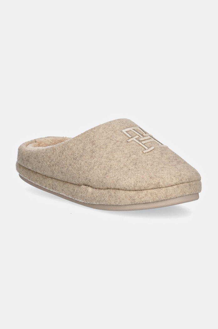 Παντόφλες Tommy Hilfiger TH EMBROIDERED BASICS SLIPPER μπεζ FW0FW08135