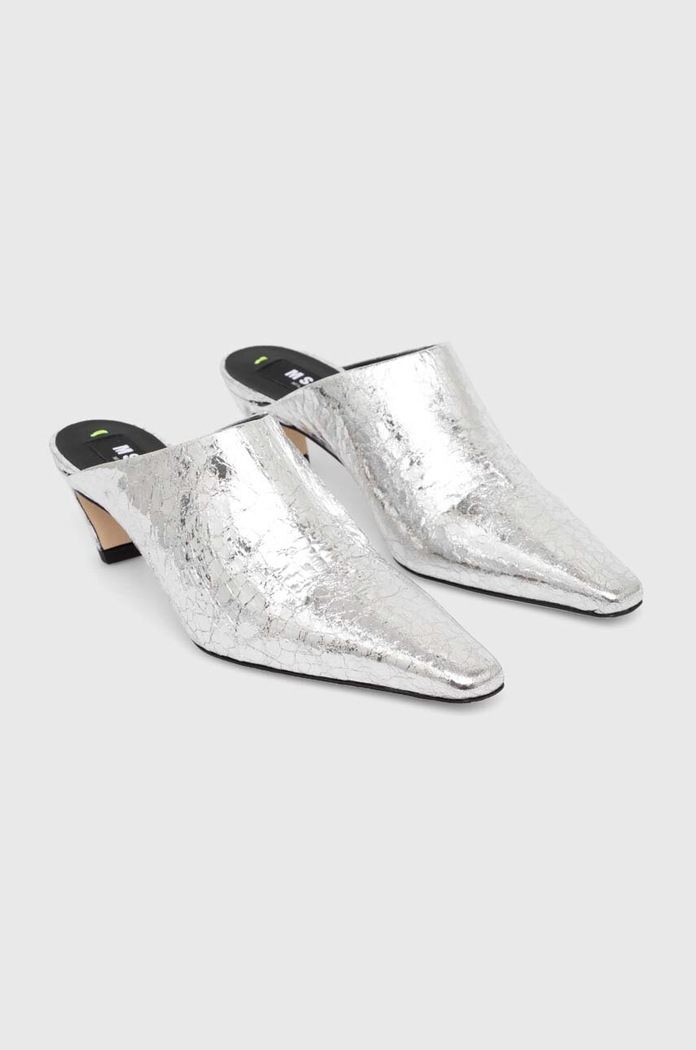 Boty Kožené pantofle MSGM 3741MDS716.905.90 stříbrná