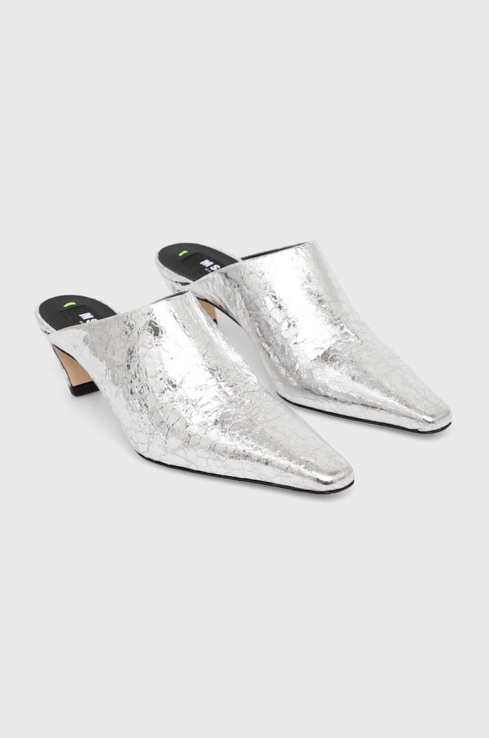 Boty Kožené pantofle MSGM 3741MDS716.905.90 stříbrná