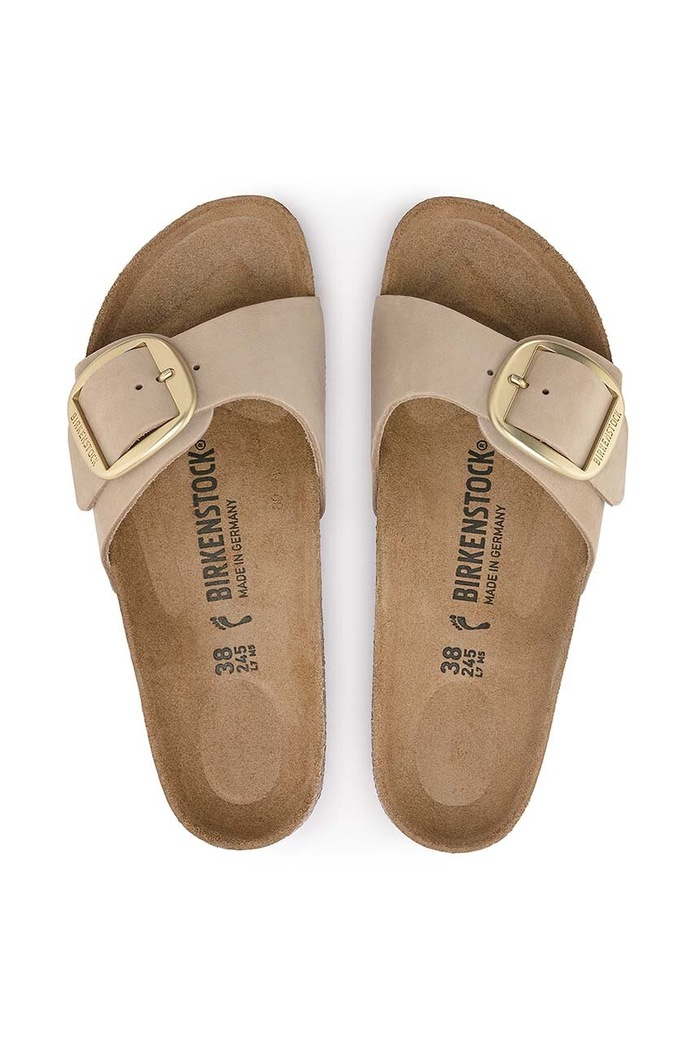Birkenstock papuci din nubuc Madrid Big Buckle 1024009 bej