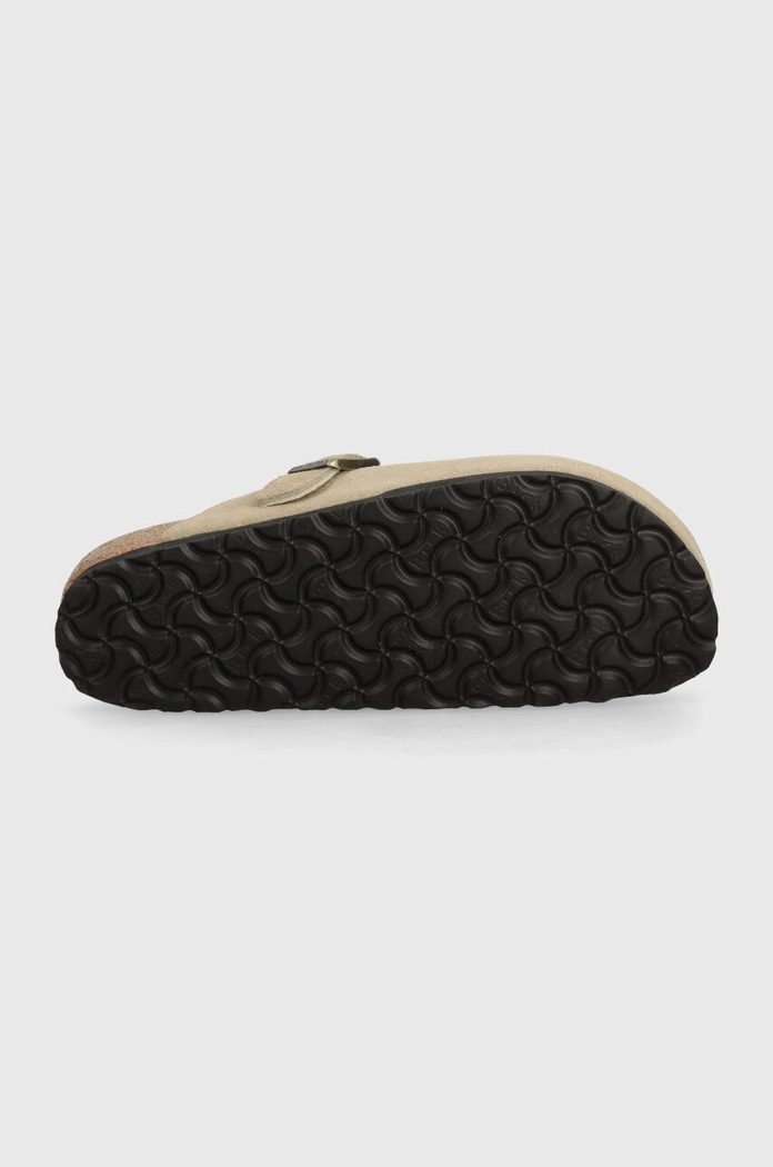 Birkenstock papuci din piele Boston Shearling 1028299 bej