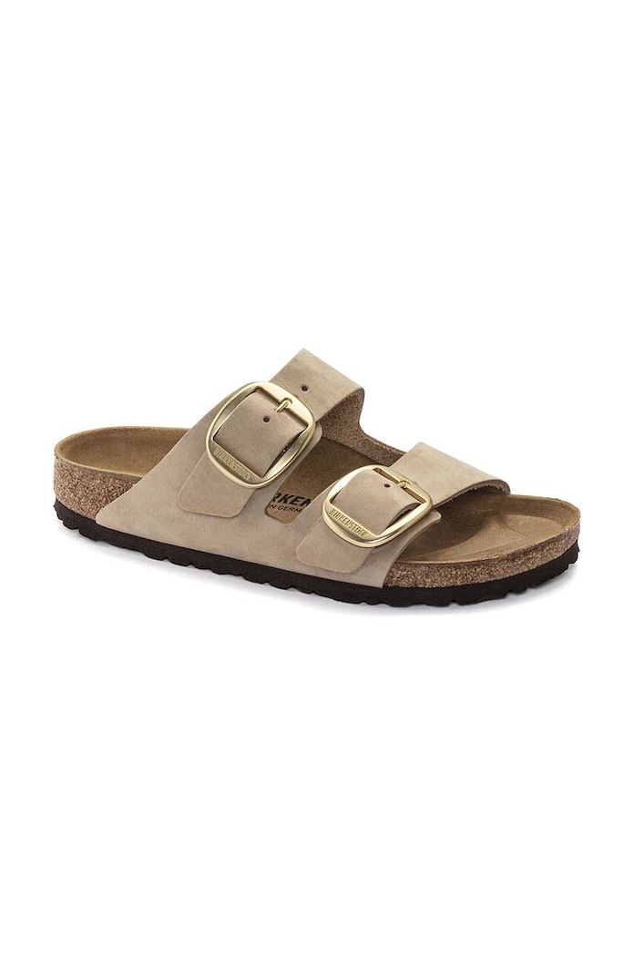 Birkenstock klapki nubukowe Arizona Big Buckle 1024064 beżowy SS26