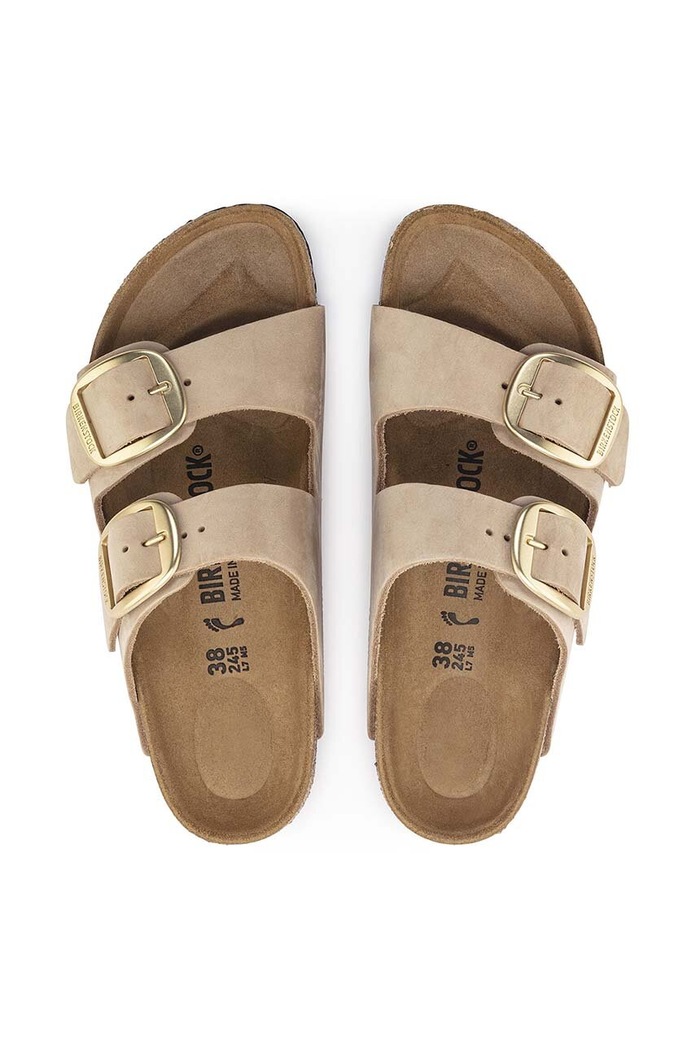 Birkenstock klapki nubukowe Arizona Big Buckle 1024064 beżowy