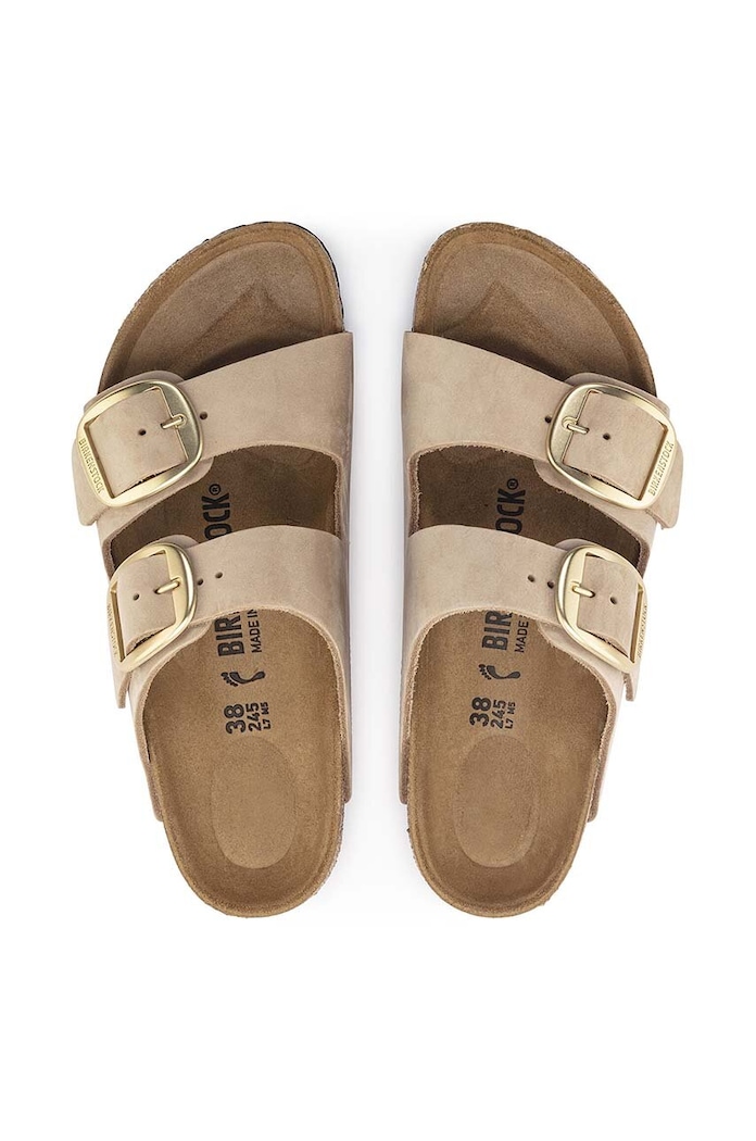 Birkenstock klapki nubukowe Arizona Big Buckle 1024064 beżowy