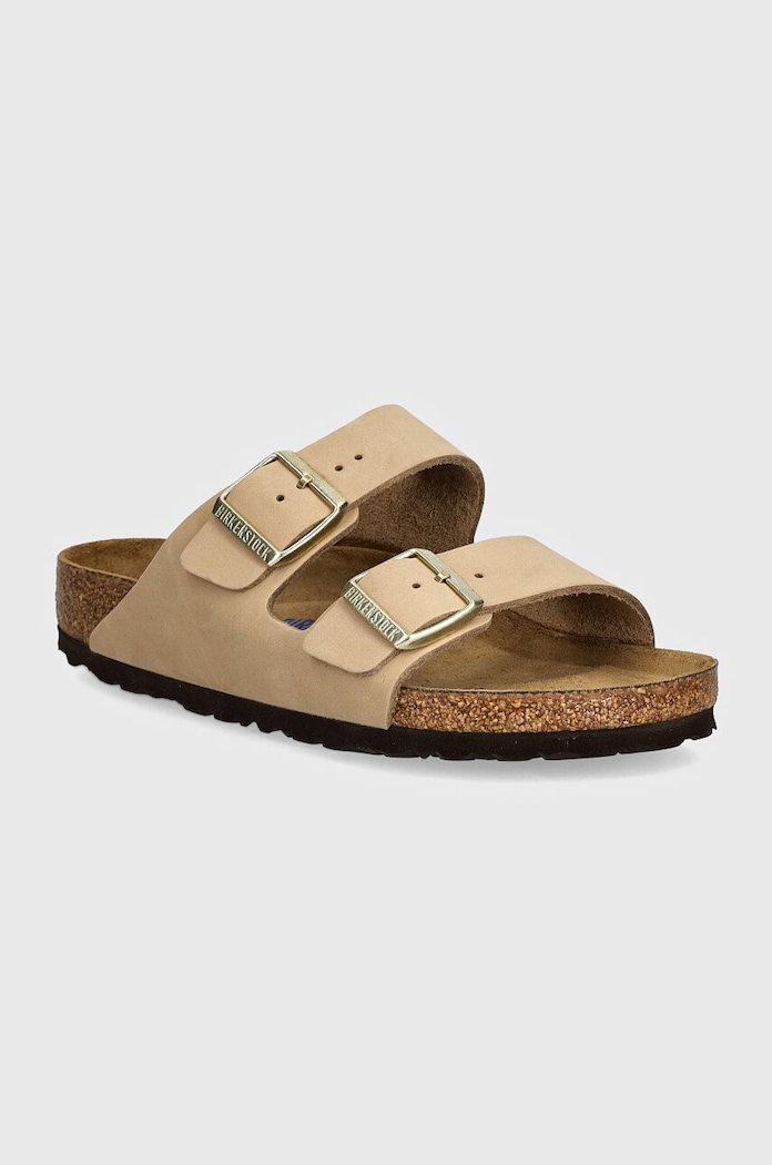 Natikače od nubuk kože Birkenstock Arizona SFB ostalo bež 1019013