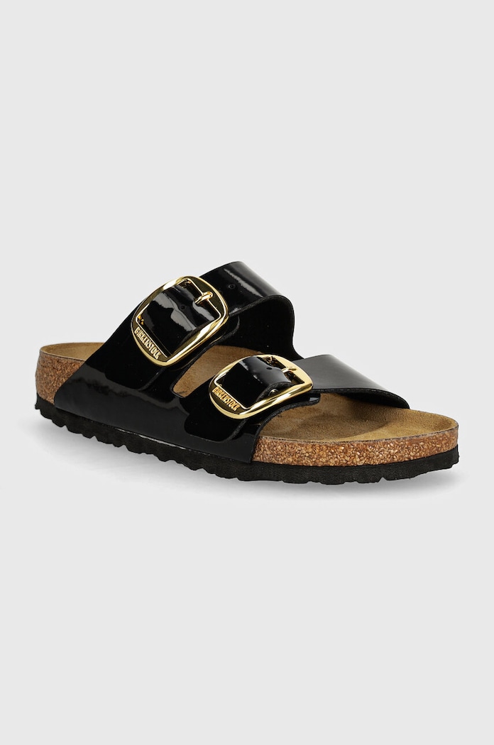 Birkenstock papucs Arizona Big Buckle műszálas lakkbőr fekete 1027918