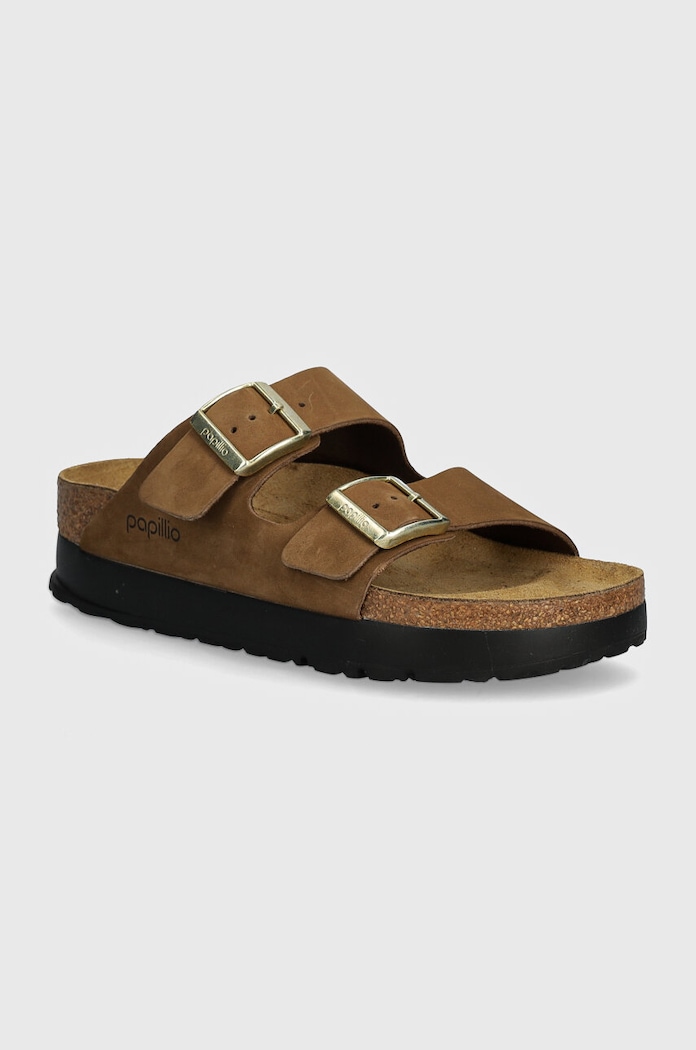 Birkenstock ciabatte slide in nubuck Arizona Platform Flex Birkenstock x Papillio 5 cm - 8 cm marrone 1028366