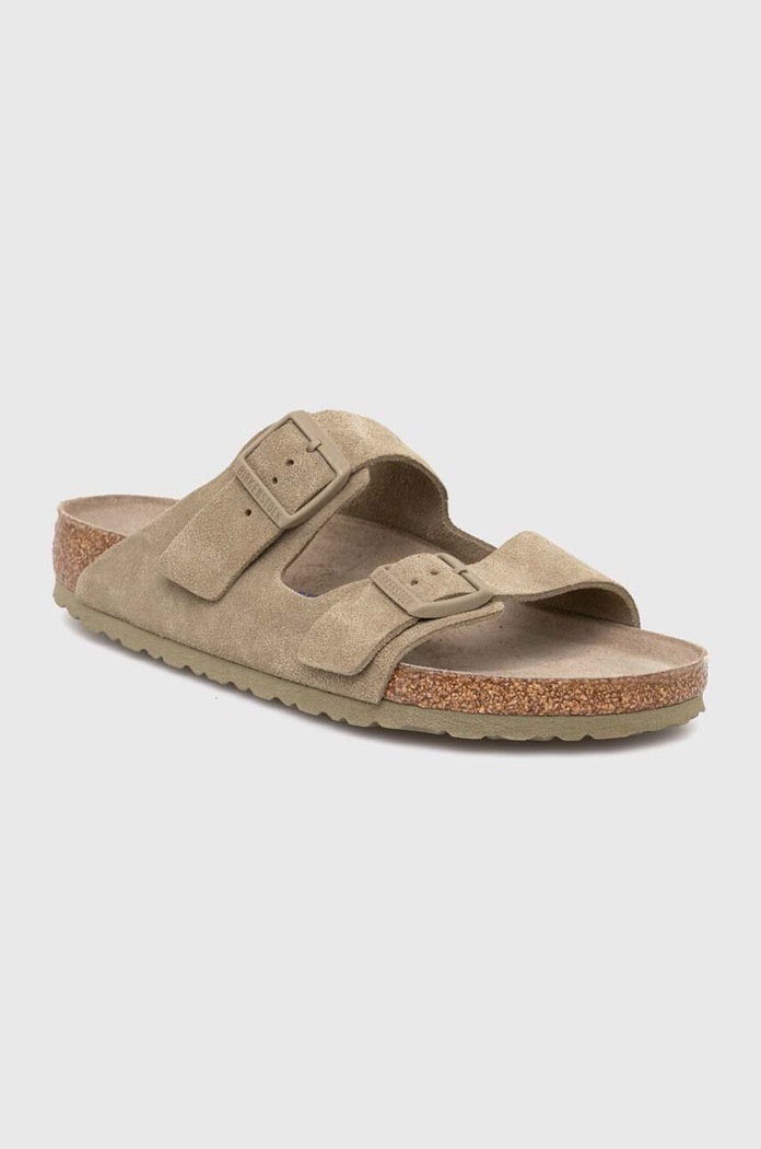 Semišové pantofle Birkenstock Arizona SFB semišová kůže zelená 1019045