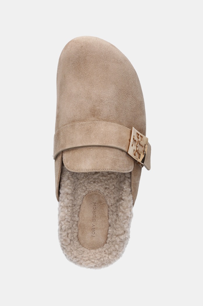 Παντόφλες σουέτ Tory Burch Mellow Shearling Mule μπεζ 163612.250