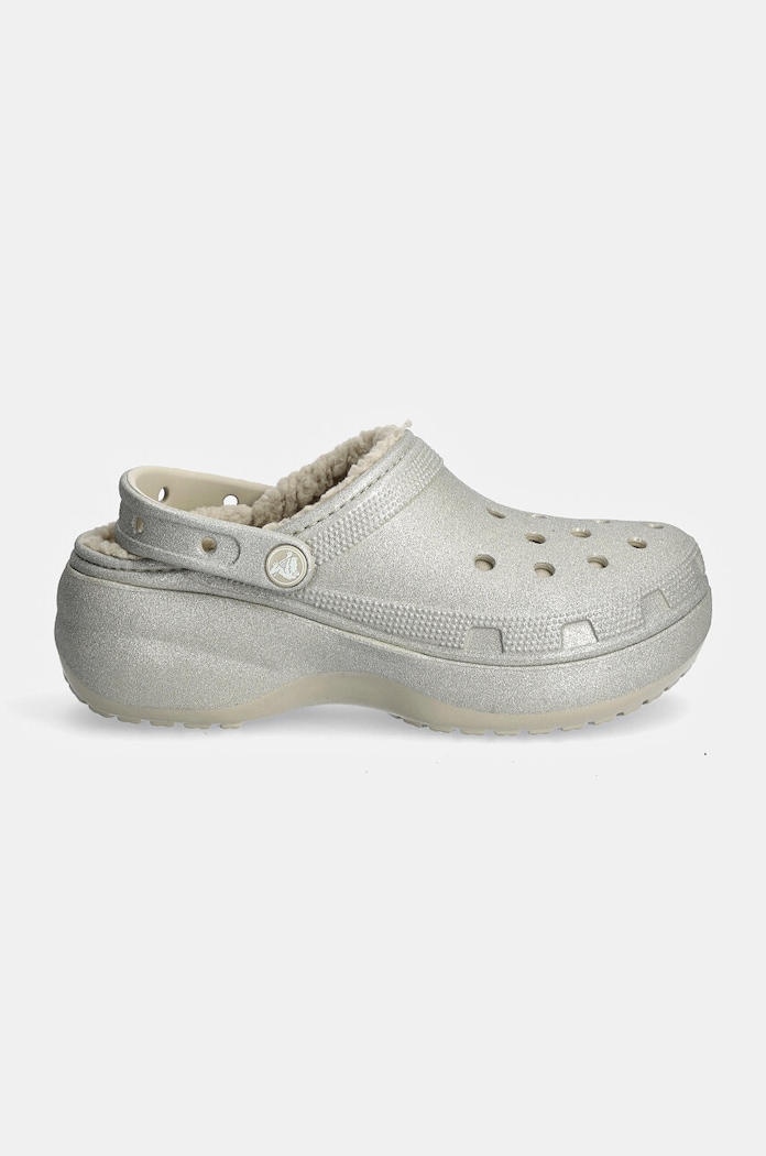 Crocs Papuci Classic Platform Glitter Lined Clog W 210413.040 argintiu AW24