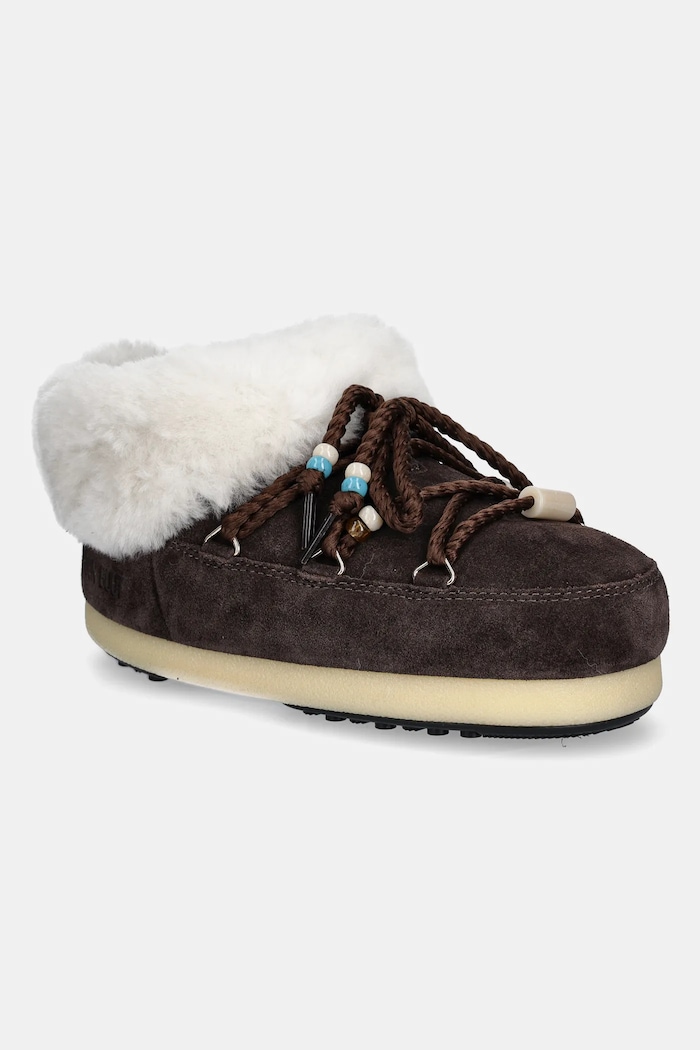 Snežke iz semiša Moon Boot MB EVX MULE SUEDE BEADS Raven rjava 80D1470040.ML01