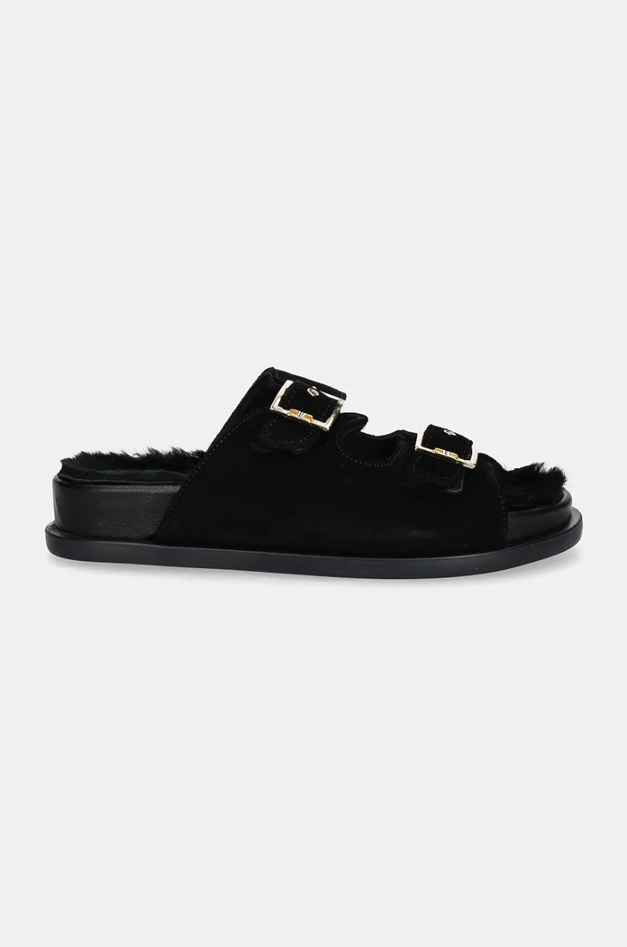 Dětské semišové pantofle Elisabetta Franchi F4A0.E0171.0446 černá AW24