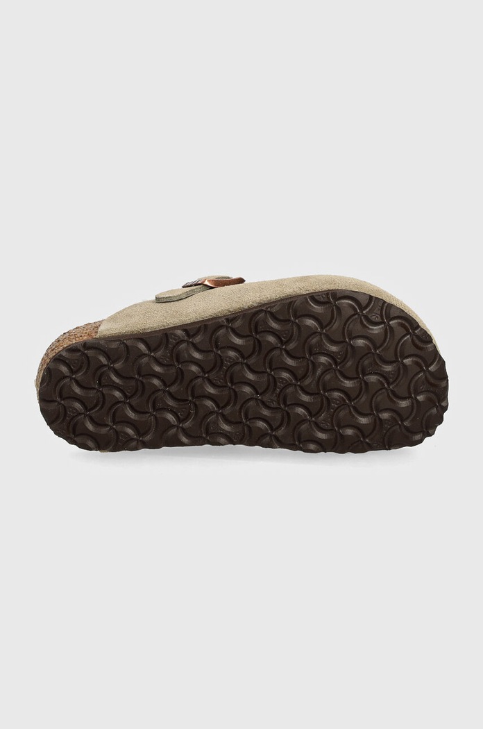Birkenstock papuci din piele intoarsa pentru copii Boston 1027875 bej