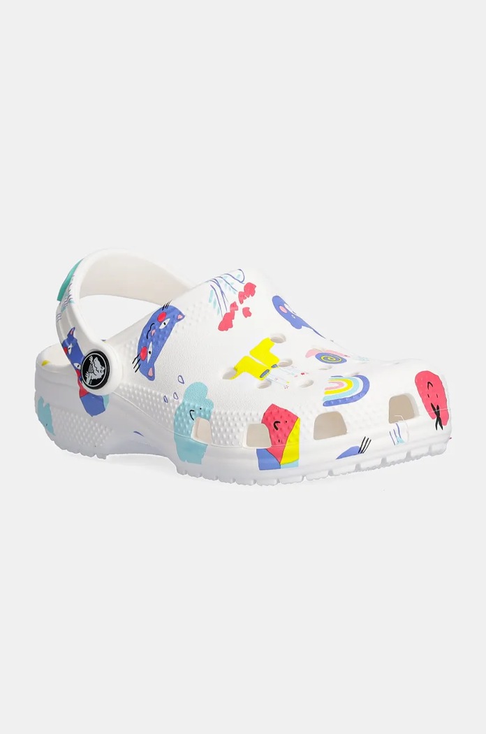 Detské šľapky Crocs CLASSIC DOODLE PRINT CLOG biela 210356.CLASSIC.DOODLE