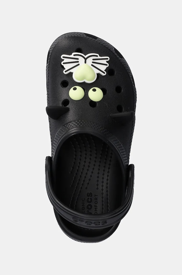 Crocs slapi copii CLASSIC GLOW BLACK CAT CLOG negru 210387.CLASSIC.GLOW.BLA