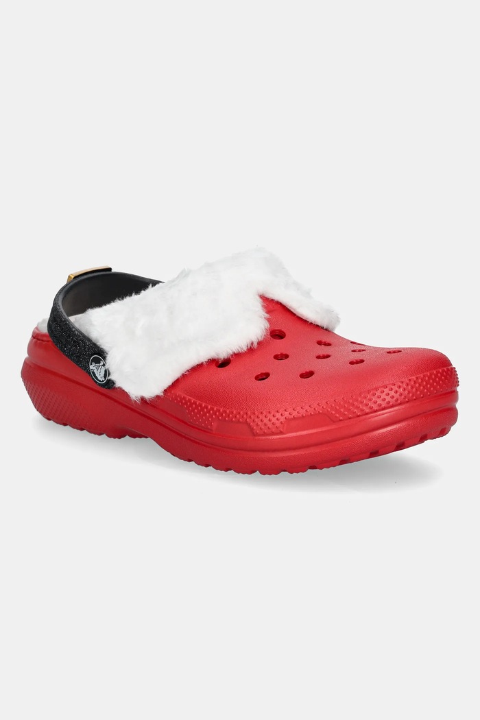 Dětské pantofle Crocs CLASSIC LINED SANTA CLOG červená 210931.CLASSIC.LINED.SA
