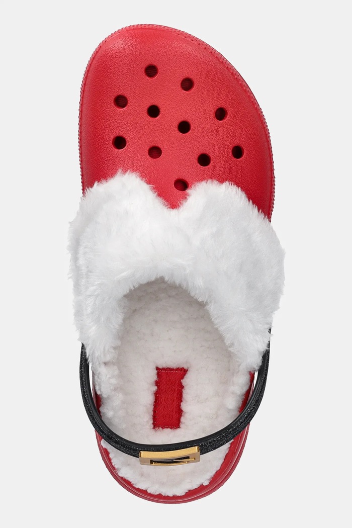Dětské pantofle Crocs CLASSIC LINED SANTA CLOG červená 210931.CLASSIC.LINED.SA