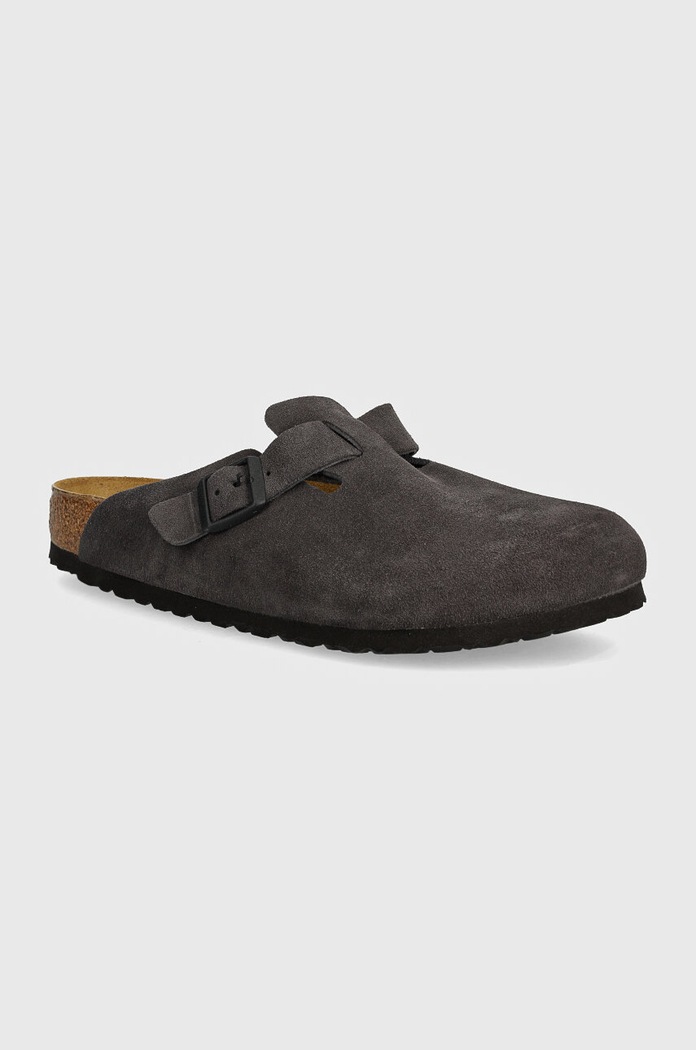 Замшеві шльопанці Birkenstock Boston віденський сірий 1028602