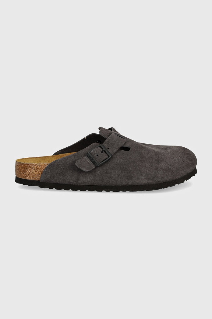Замшеві шльопанці Birkenstock Boston 1028602 сірий AW24