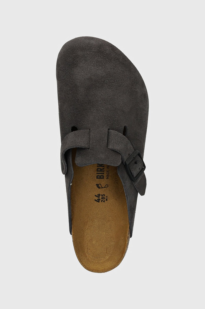 Замшеві шльопанці Birkenstock Boston сірий 1028602