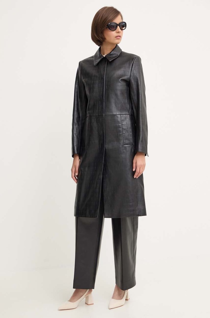 Kožený kabát Calvin Klein K20K207081 čierna AW24