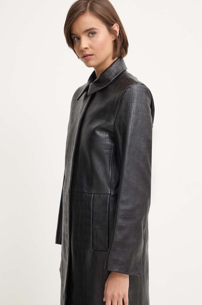 Kožený kabát Calvin Klein čierna K20K207081