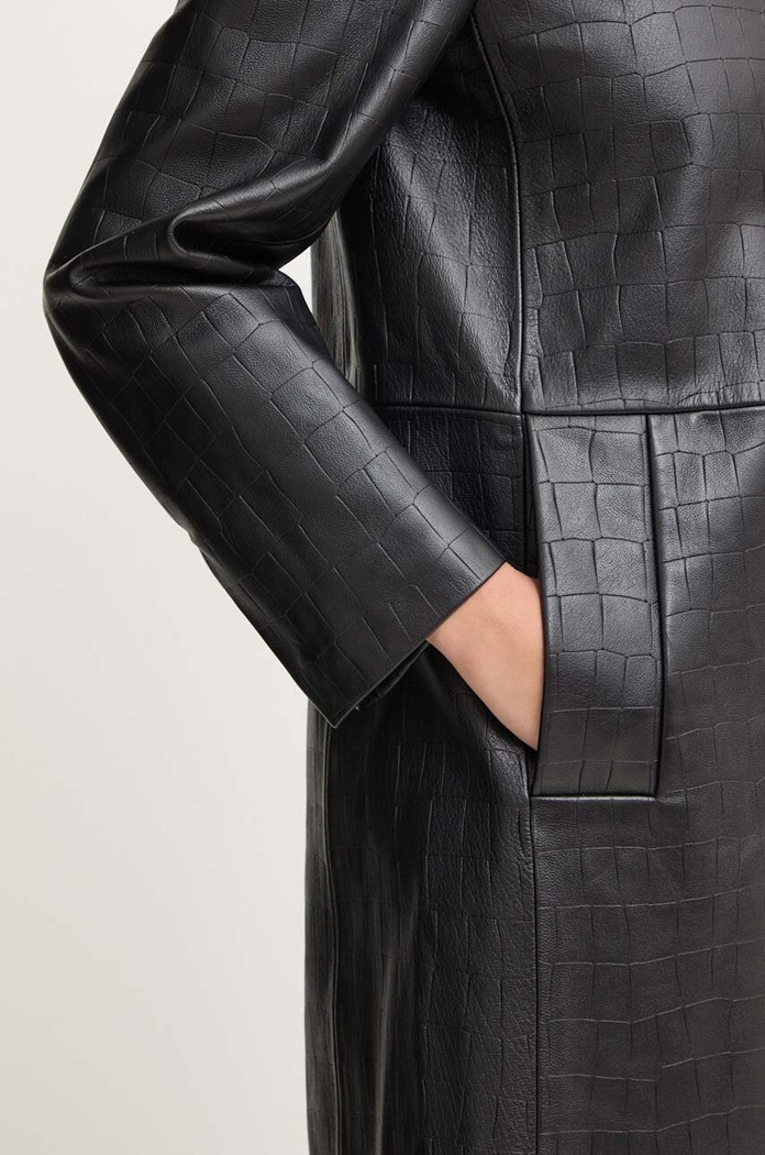 Kožený kabát Calvin Klein K20K207081 čierna