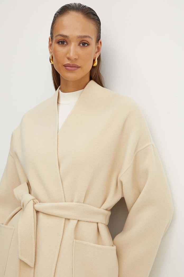 Weekend Max Mara płaszcz wełniany beżowy 2425016011600