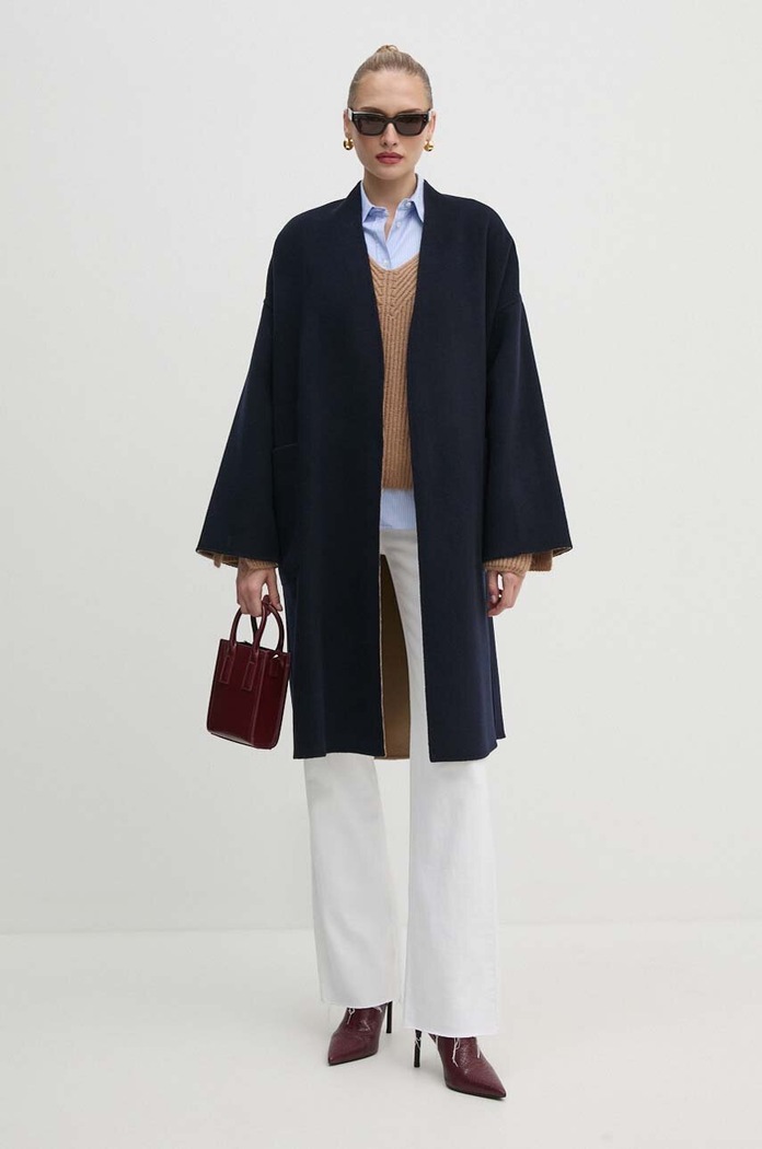Îmbrăcăminte Weekend Max Mara Palton din lână pe două fețe 2425016031600 bleumarin