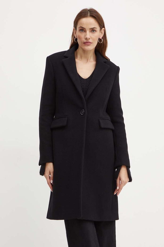 Pinko płaszcz wełniany bez kaptura czarny 103697.A225