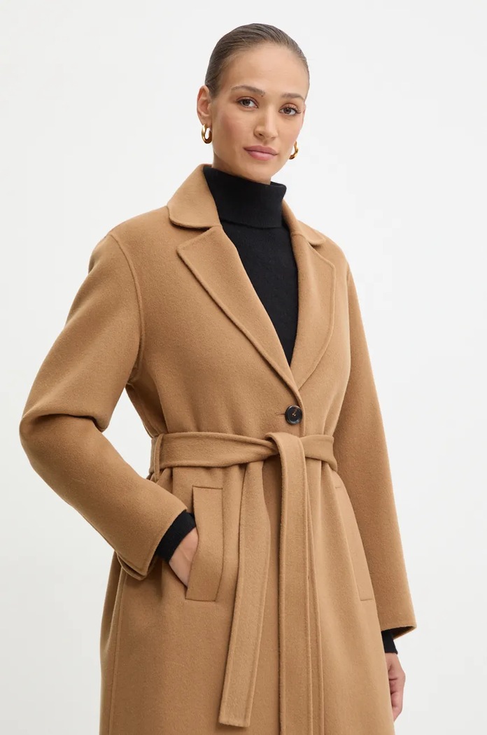 Μάλλινο παλτό Pinko καφέ 103819.Y27P