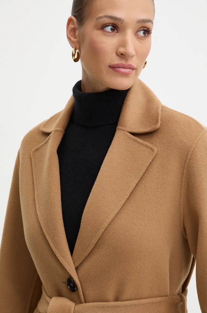 Μάλλινο παλτό Pinko 103819.Y27P καφέ