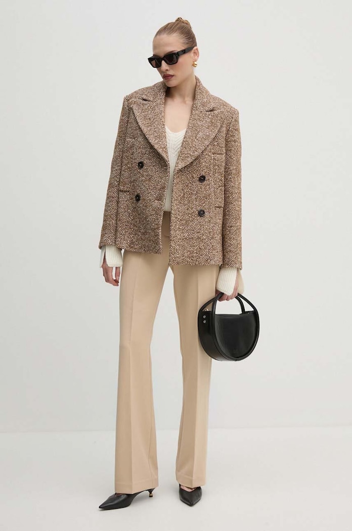 Pinko kurtka z domieszką wełny 104118.A245 brązowy AW24