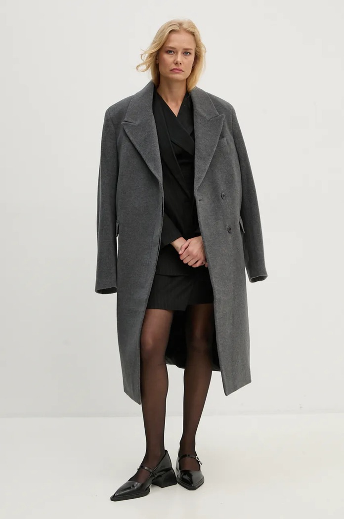Remain gyapjúkabát Heavy Wool Long Coat 501889514 szürke AW24