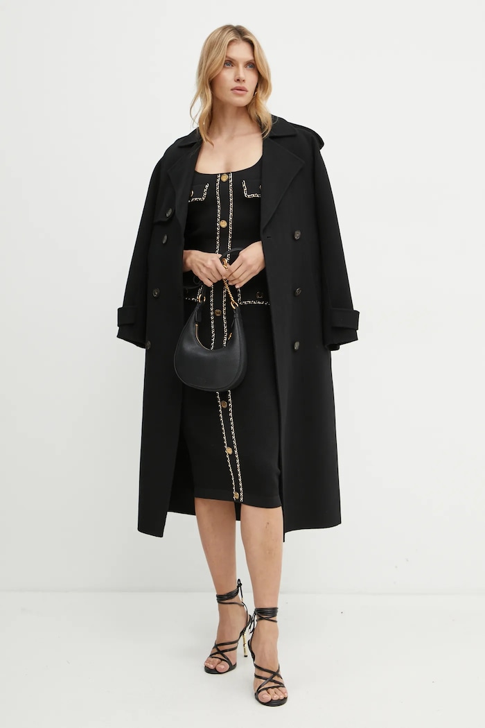 Vlněný kabát Elisabetta Franchi CP57D46E2 černá AW24