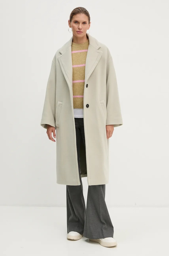 Вовняне пальто Drykorn 85319.120012 бежевий AW24