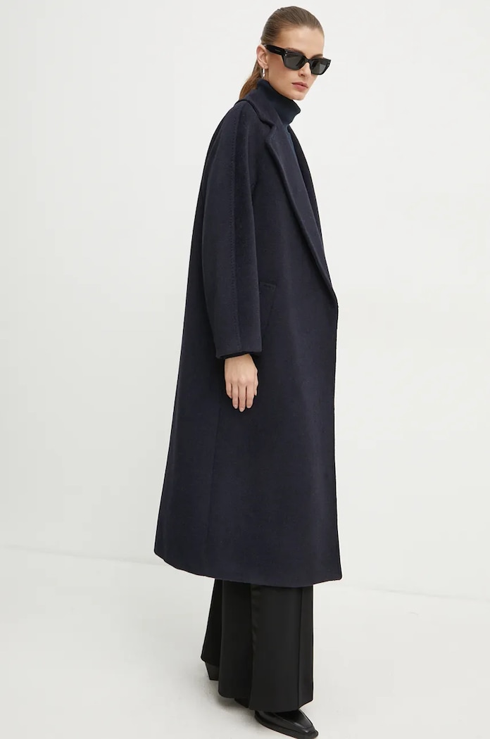 Volnen plašč Weekend Max Mara 2425016102600 mornarsko modra AW24