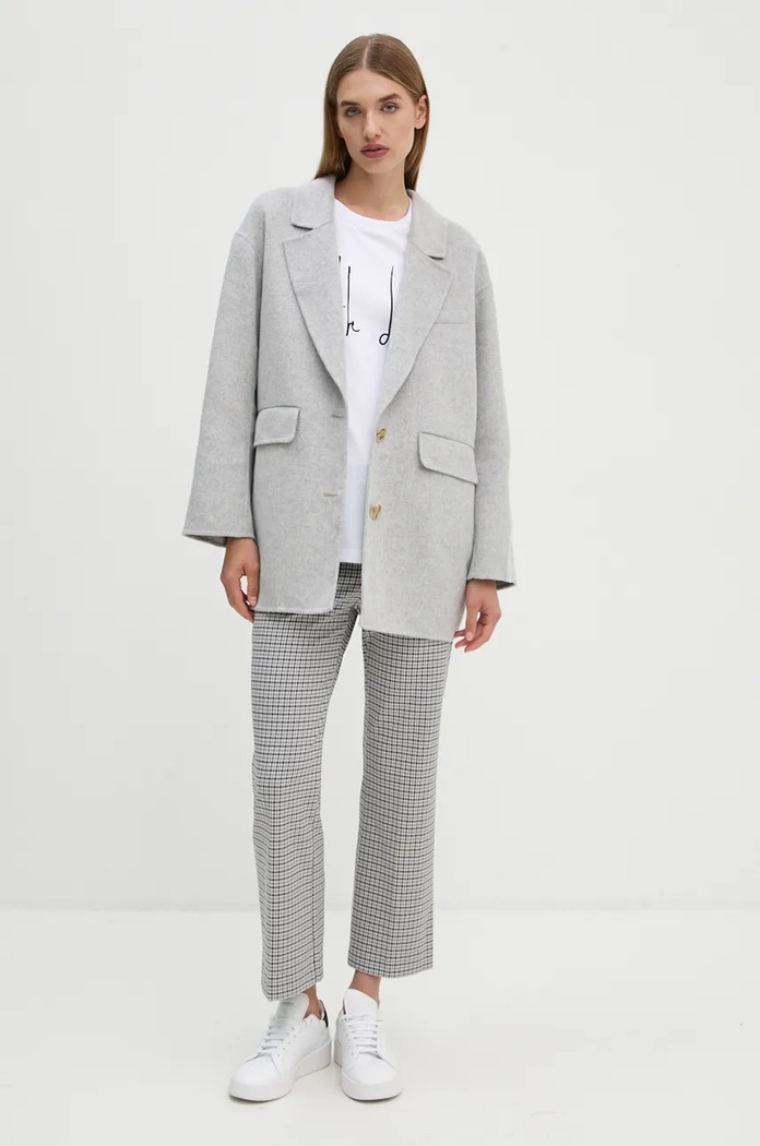 Vlněné sako American Vintage DADO17LCH24 šedá AW24