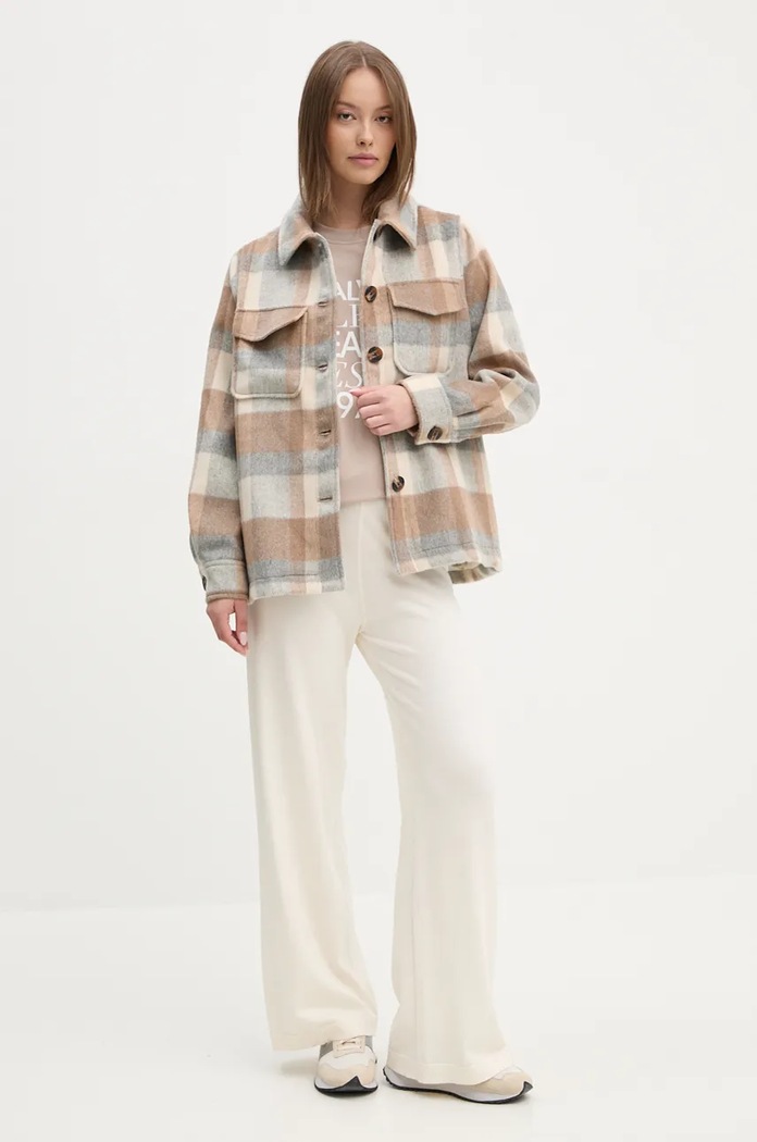 Pepe Jeans kurtka koszulowa z domieszką wełny CAMERON PL402461 szary AW24