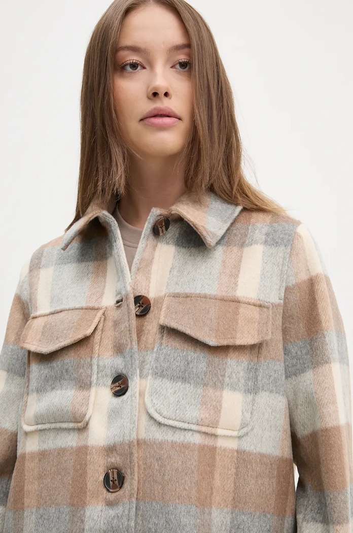 Pepe Jeans kurtka koszulowa z domieszką wełny CAMERON szary PL402461