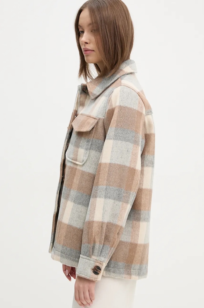 Pepe Jeans kurtka koszulowa z domieszką wełny CAMERON PL402461 szary