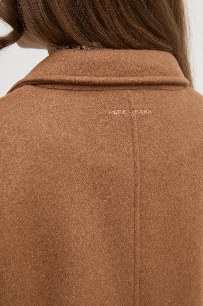 Μάλλινο παλτό Pepe Jeans BETH PL402473 καφέ