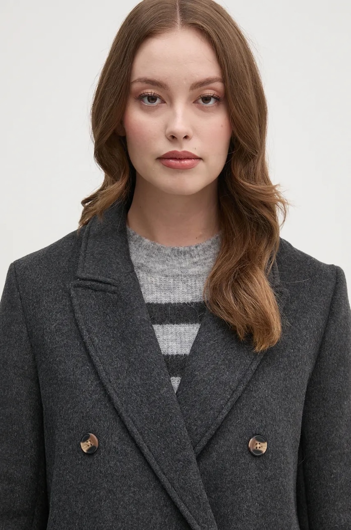 Vlněný kabát Pepe Jeans BETH šedá PL402473