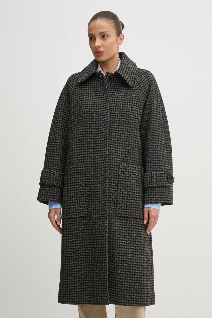 Barbour płaszcz wełniany Veronica Wool Car Coat bez kaptura szary LWO0238