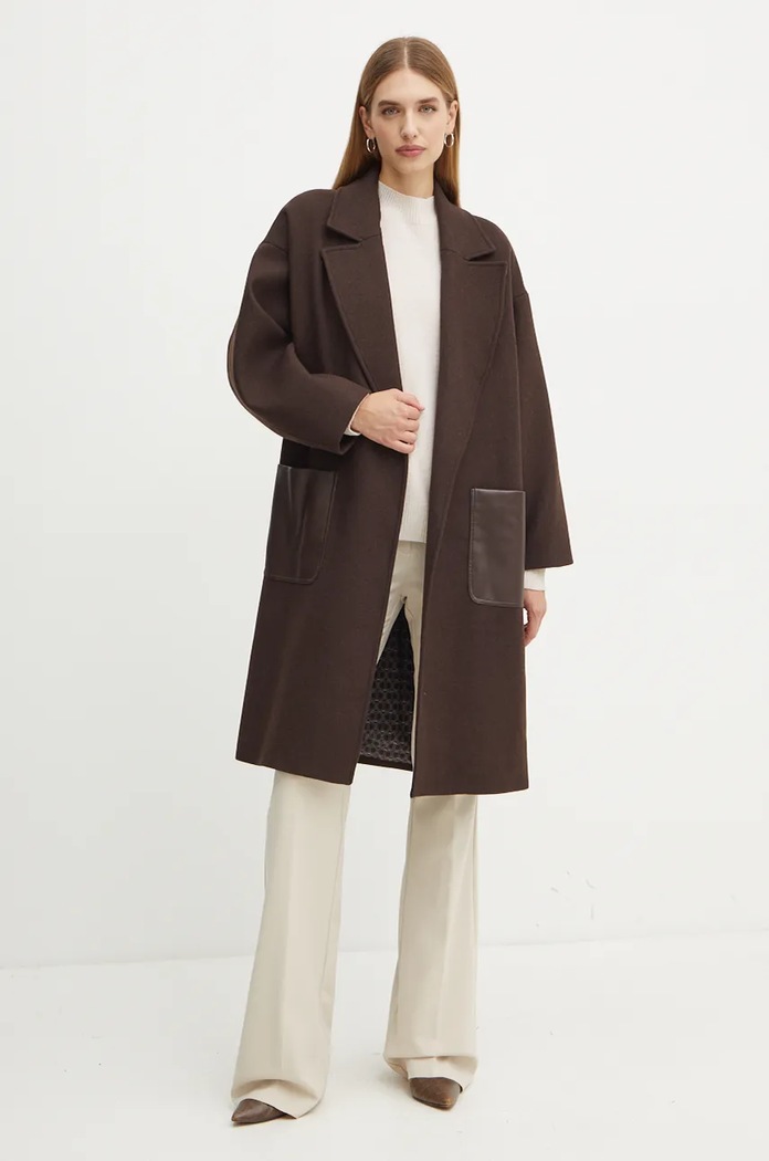 Twinset cappotto in lana 242TF2131 marrone AW24
