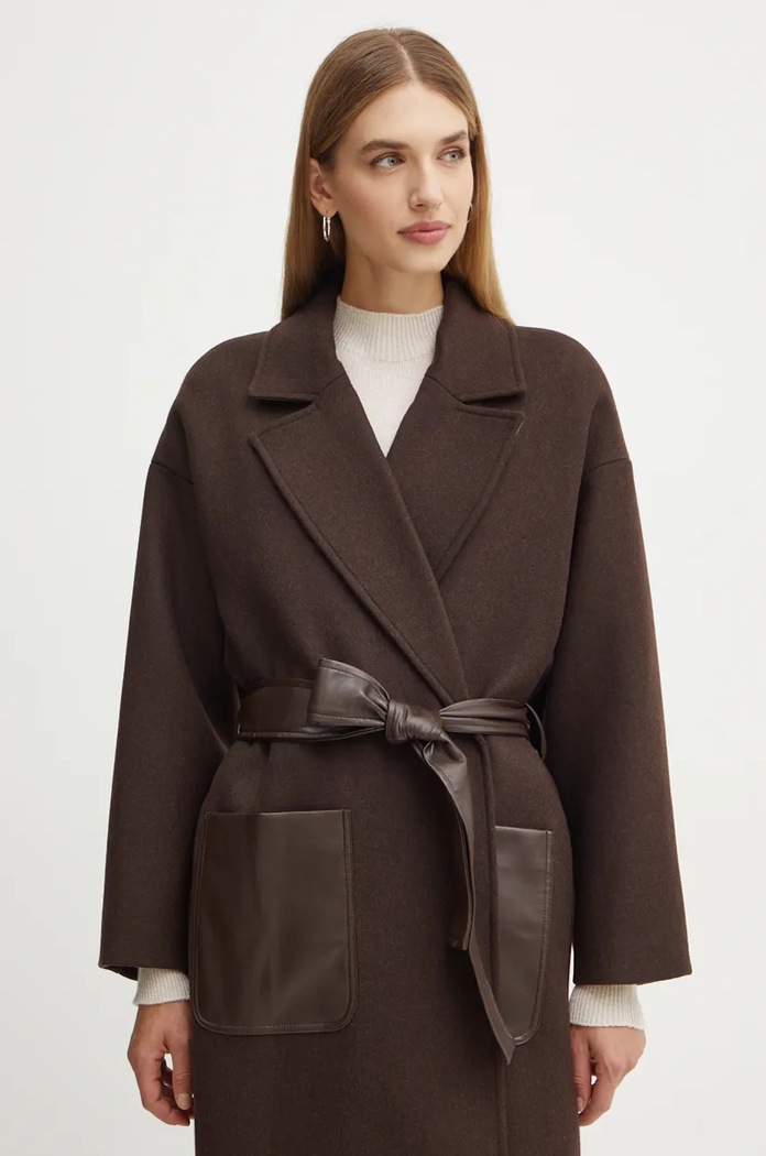 Twinset cappotto in lana marrone 242TF2131