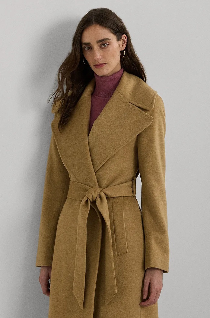 Oblečení Lauren Ralph Lauren kabát s příměsí vlny 297962169 béžová